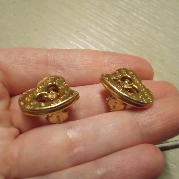 Givenchy Vintage Heart Logo Crystal Clip-on Earrings - Picture 9 of 12